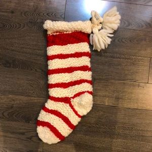 Red and White Large Knit Christmas Stocking